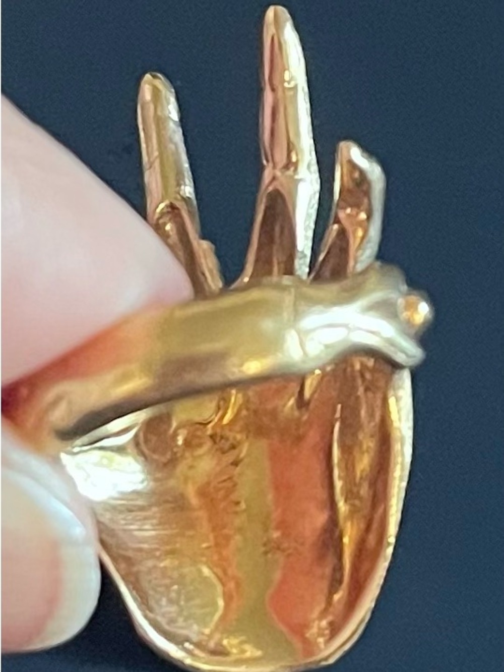 Vintage 1970s 14K Yellow Gold Modernist Diamond Statement Ring - 7.58 G - Sz 7.5 - Picture 9 of 12